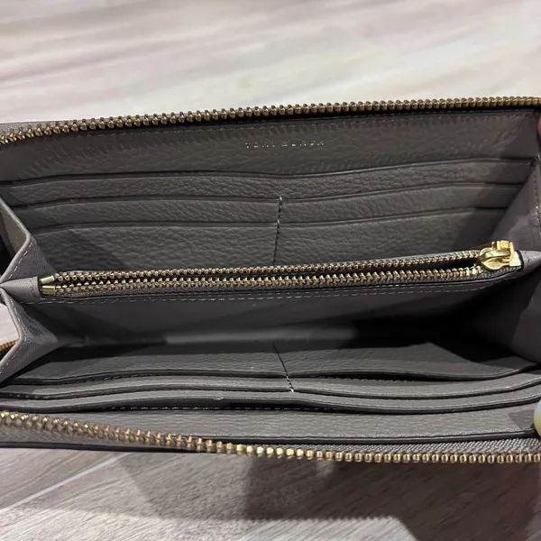 Tory Burch Perry Zip Around Continental Wallet Leather Gray - Image 2