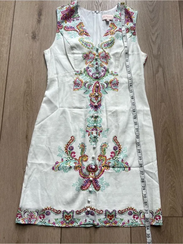 Anthropologie Ciebon White Embroidered V-Neck Shift Dress Floral Sleeveless XS - Image 10