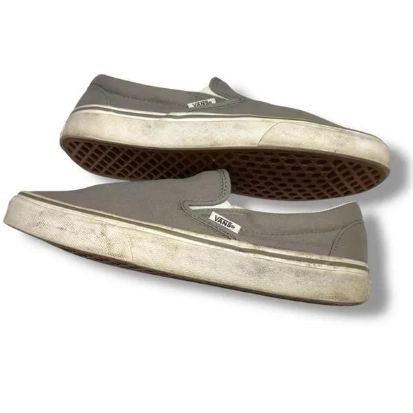 Vans‎ Gray Slip-On Sneakers Canvas Upper Casual Women's 8 - Image 5