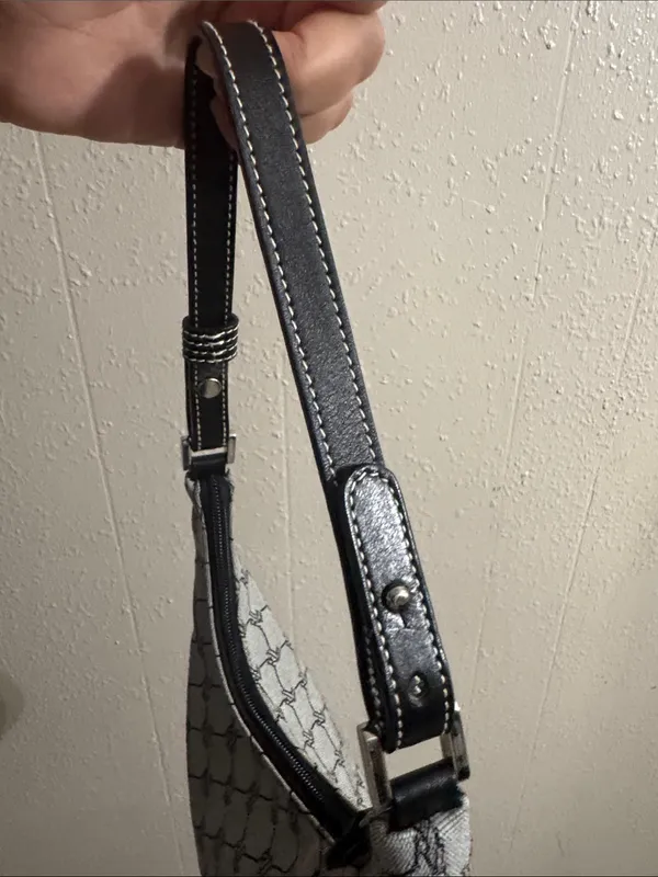Ralph Lauren Gray Monogram Shoulder Bag with Black Trim - Image 4