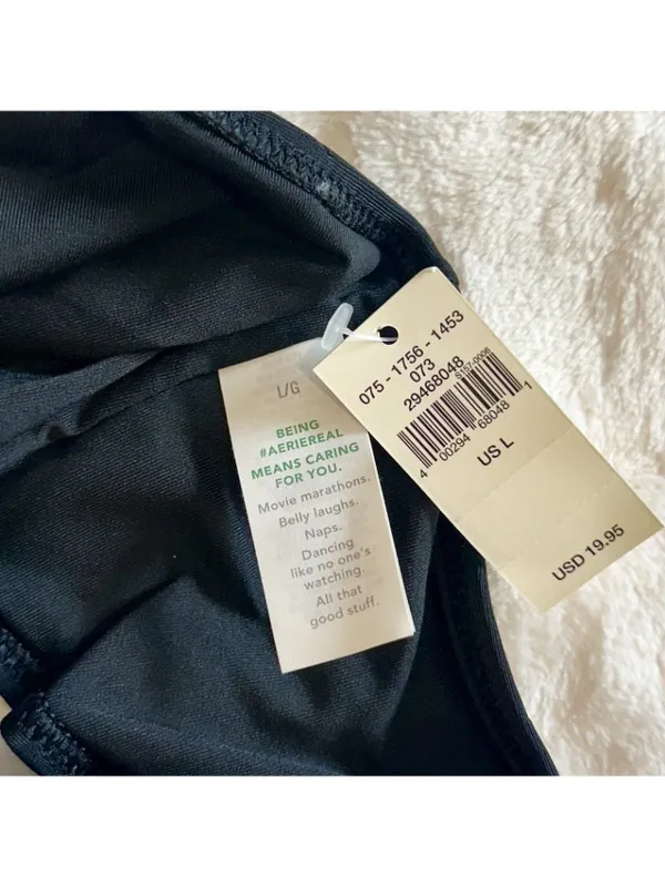 NWT Aerie Black Hipster Bikini Bottoms - Size: Large - Image 3