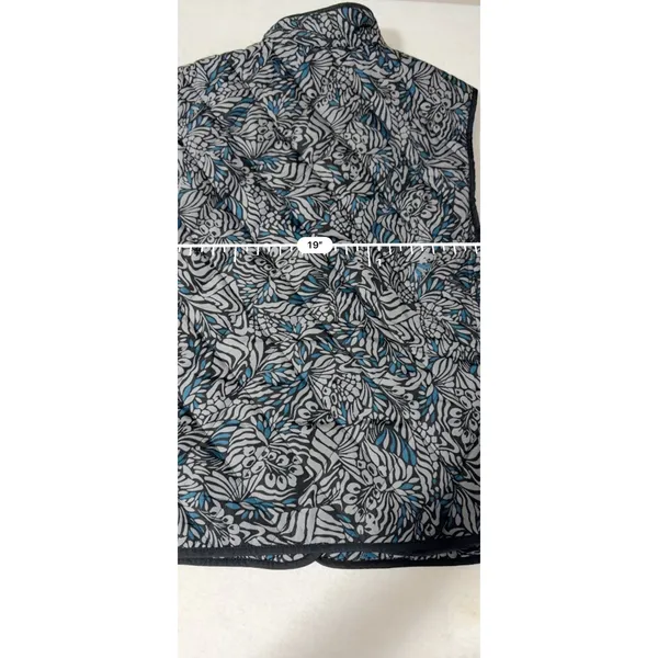 Croft & Barrow Womens Grey Blue Abstract Floral Quilted Puffer Vest Size L 1345 - Image 6
