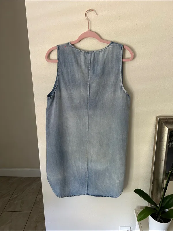 Cupshe Everyday Denim v neck boho western cotton pop over Mini Dress L - Image 4