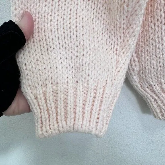 Vintage Pastel Hand Knit Pink Grannycore Cottagecore Argyle‎ Crewneck Sweater - Image 2