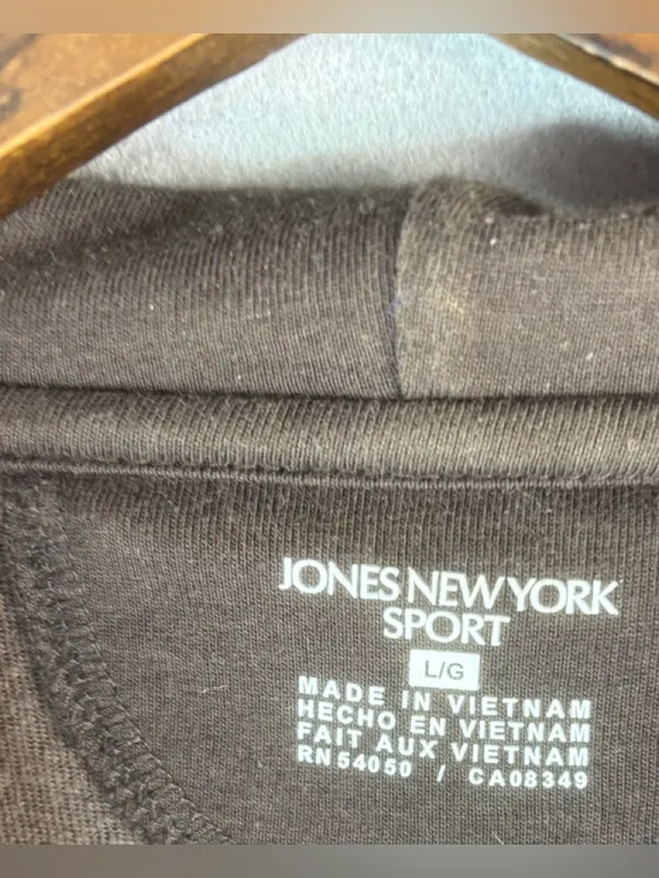 Jones New York L Brown Velour Zip-Up Hoodie - Image 6