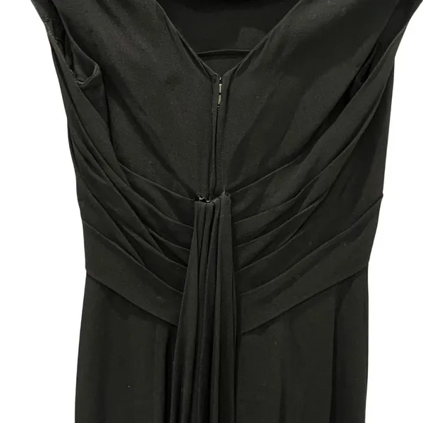 Vintage Kathleen Inc Dress Womens Size Medium Black Maxi Sheath Ruched Pleated - Image 9