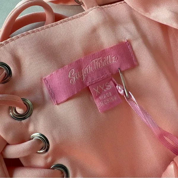 NWT Dolls kill Sugar Thrillz Peach Satin Corset Top size xxs - Image 7