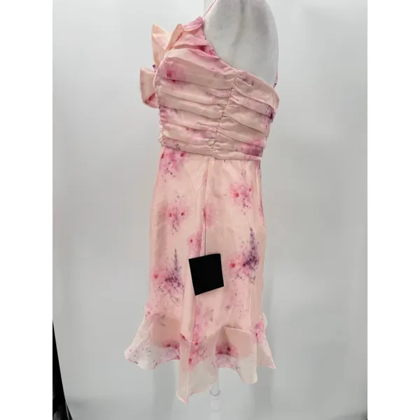 Lulu’s Pink Floral Fairy Ruffle Mini Party Dress Ruched Bodice Medium NEW - Image 5