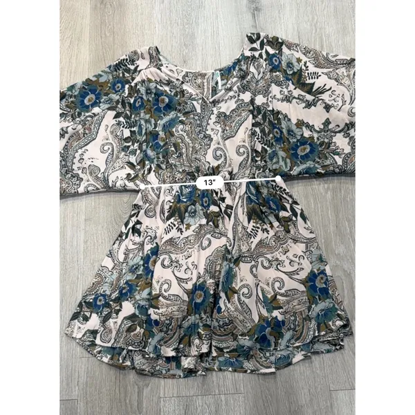 Free People Paisley Floral Mini Dress Small Boho Balloon Sleeve Fall Cottagecore - Image 8