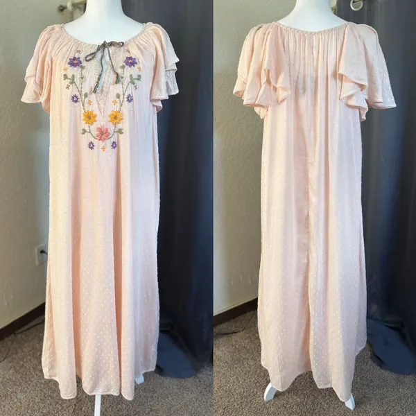 Free People Savannah Rose Midi Dress Womens Small Pink Embroidered‎ Boho NWT - Image 2