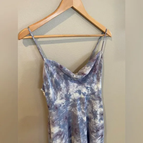ASTR THE LABEL Purple Marble Spaghetti Strap Mini‎ Dress Large Scoop Neck NWT - Image 5