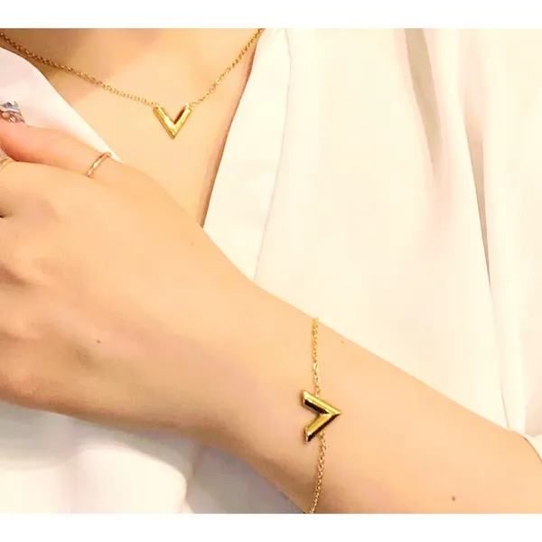 Dainty Yellow Gold Filled V-Shape‎ Bracelet, 7-9” - Image 10