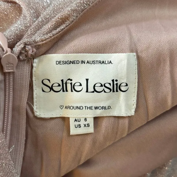Selfie Leslie US XS Soleil Moon Halterneck Maxi Dress Sparkle Blush Formal Prom - Image 5