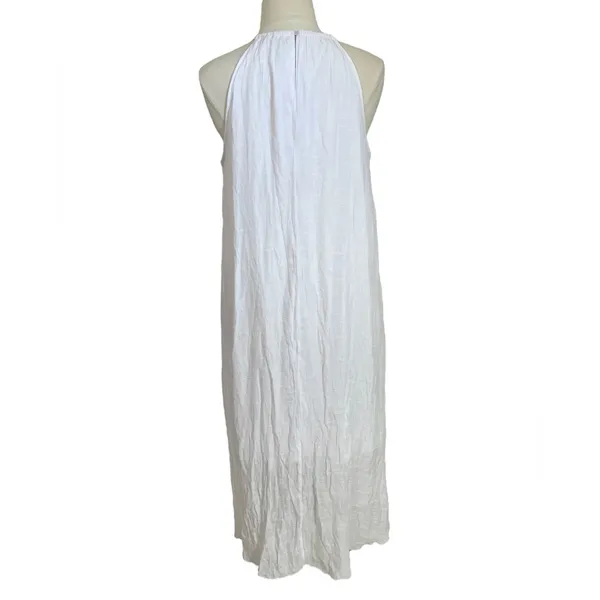 Beachy Airy Coastal White Halter Neck High Low Pull Over Dress - Image 5
