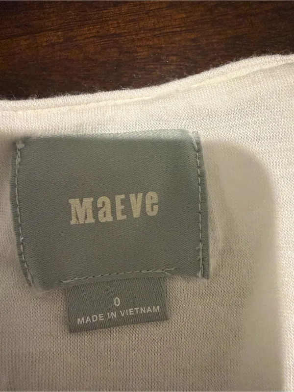 Maeve white and black Dress with Tan Stripe Ruffle Hem size 0 side pockets - Image 3