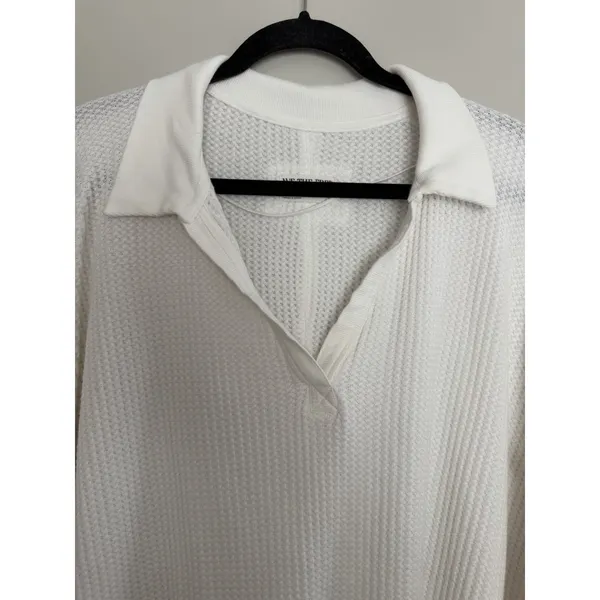 Free People We The Free Travis Polo Top Ivory Women's Size Small - Image 3