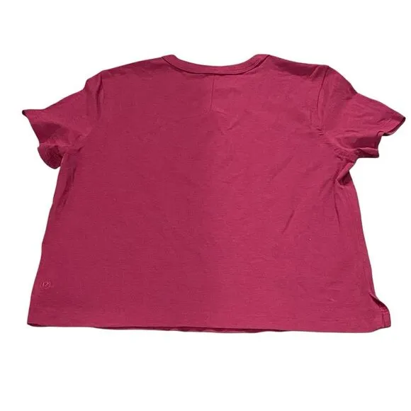 Lululemon 2 Classic Fit Cotton Blend T-Shirt Magenta‎ Purple Boxy Basic New - Image 7