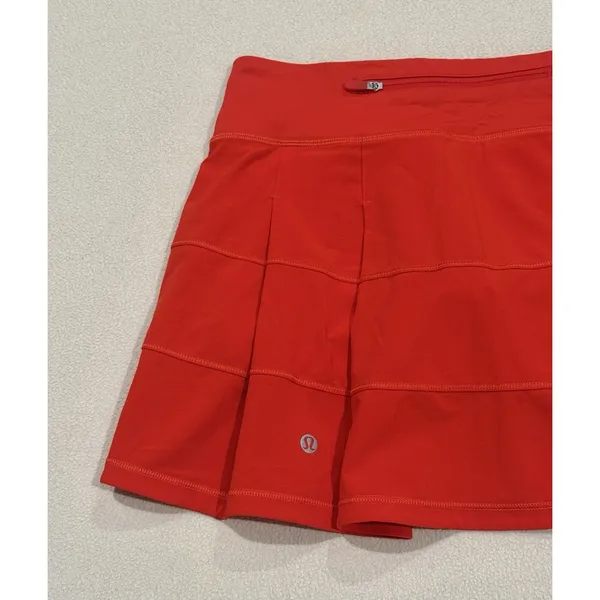 LULULEMON Pace Rival Mid-Rise Skirt Skort Vibrant Red Size 2 RARE EXCELLENT - Image 8