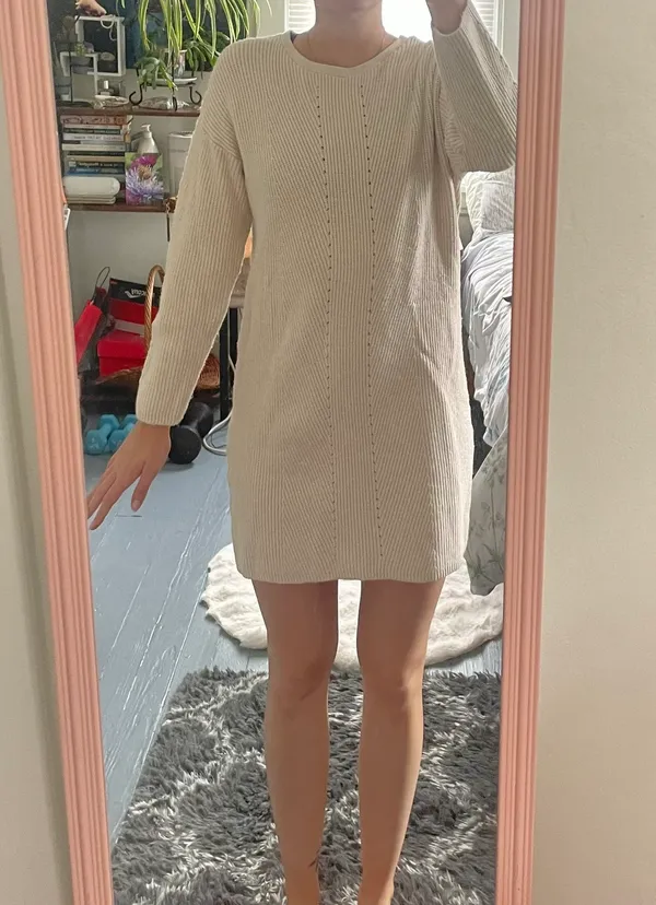 H by Halston White Cozy Sweater Dress - Image 6