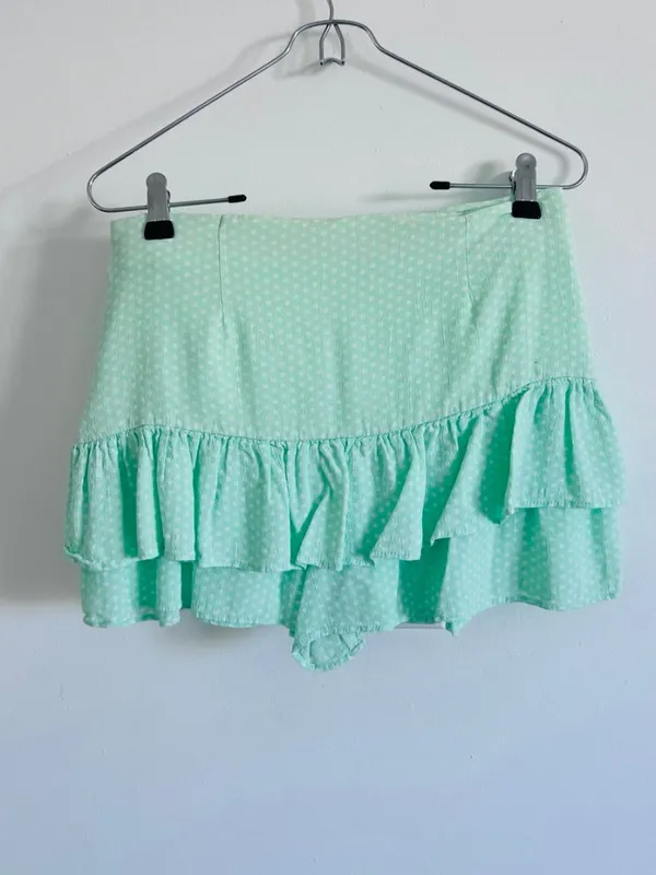 Zara Mint Polka Dot Ruffle Mini Skort Coquette Cottagecore - Image 3