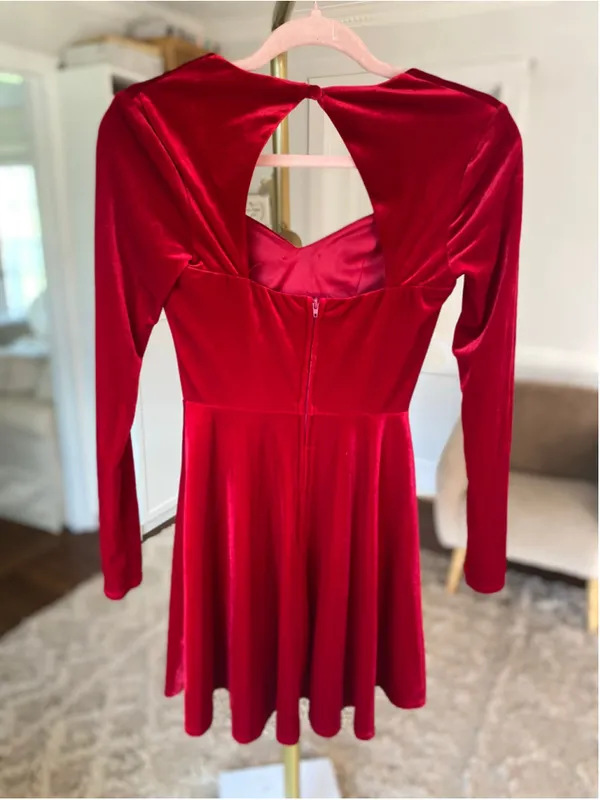 B Darlin Red Velvet Mini Dress Romantic Sweetheart Holiday Party Coquette 0 Chic - Image 3