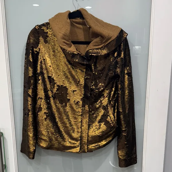 Free People Women's Terracotta Fully Sequin Hooded Jacket Glam Bronze Size XS - Image 3