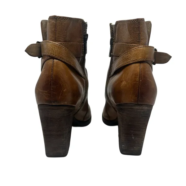 Frye Patty‎ Riding Bootie Brown Leather Harness Ankle Boots Heel Womens 7.5M - Image 10