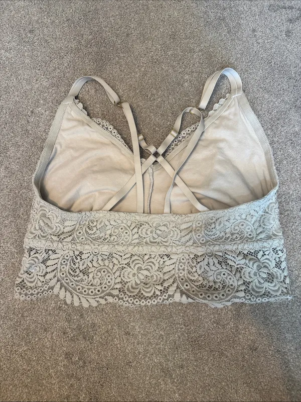 Aerie Taupe Lace Unlined Strappy Back Long Line Bralette Size XL - Image 3
