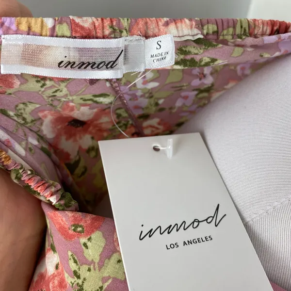 Inmod Pink Floral Puff Sleeve Open Tie Back Maxi Dress Small Romantic Feminine - Image 8