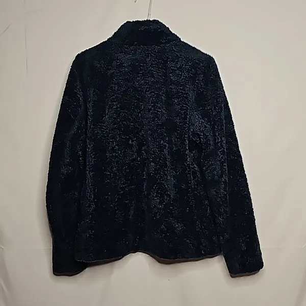 Pendleton fleece sherpa fuzzy woolen mills zip up blue sweater jacket sz Small - Image 6