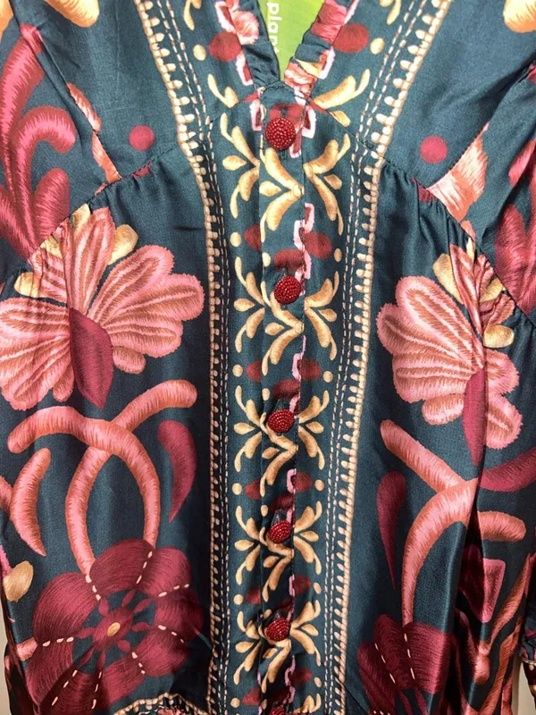 Farm Rio‎ Seashell Tapestry Teal Mini Dress NWT XXS Boho - Image 11
