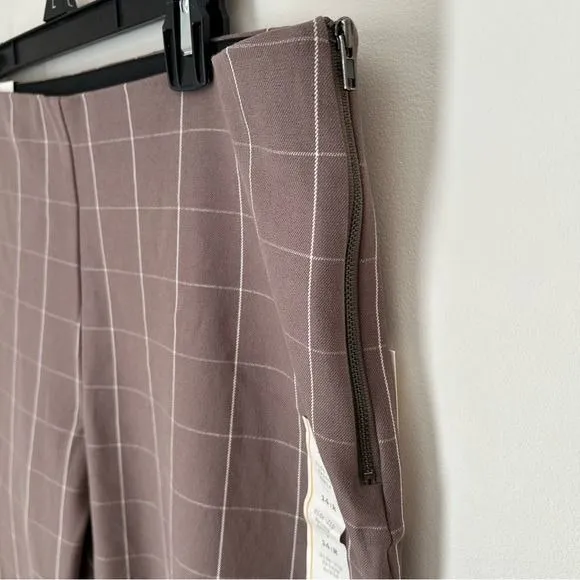 A New Day Brown White Ankle Pants 14R High Rise Stretch NWT work career dress - Image 3