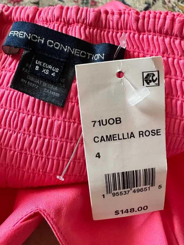 French Connection One-Shoulder Camellia Rose Pink Bow Dress 4 - Image 7