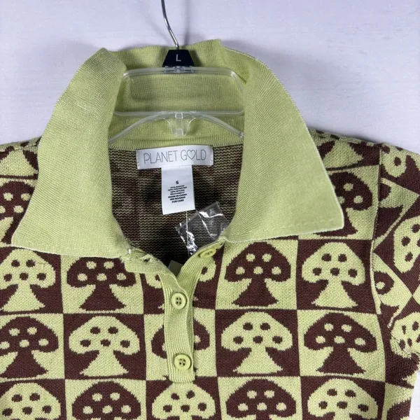 Planet Gold‎ Women Mushroom Short Sleeve Knit Sweater Hipster Grunge Small NwT - Image 5
