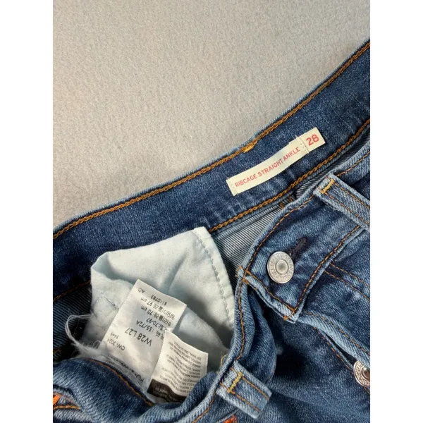 Levis Ribcage Straight Ankle Jeans Blue High Rise Button Fly Denim VTH - Image 6
