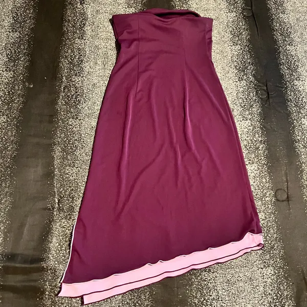 Womens 3/4 Vintage Express Y2K Strapless Asymmetrical Hem Maxi Dress Plum Purple - Image 3