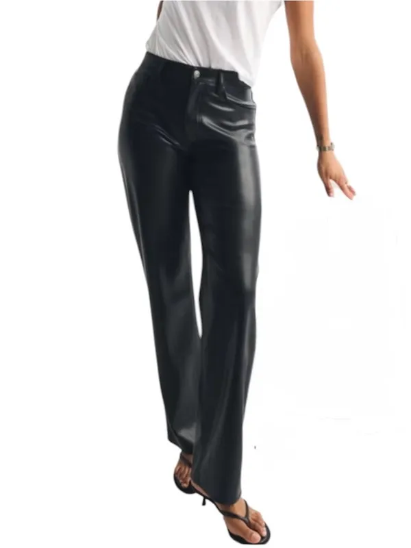 Abercrombie Curve Love High Rise 90s Relaxed Vegan Leather Pant Black Size 26 - Image 14