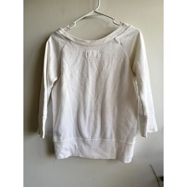 Vintage Abercrombie & Fitch Womens White y2k 3/4 Sleeve Moose Sweatshirt L‎ - Image 6