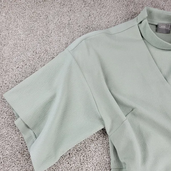ASOS Womens Dress 4 Mint Green Textured Wrap V Neck Plunge Kimono Tie Waist - Image 9