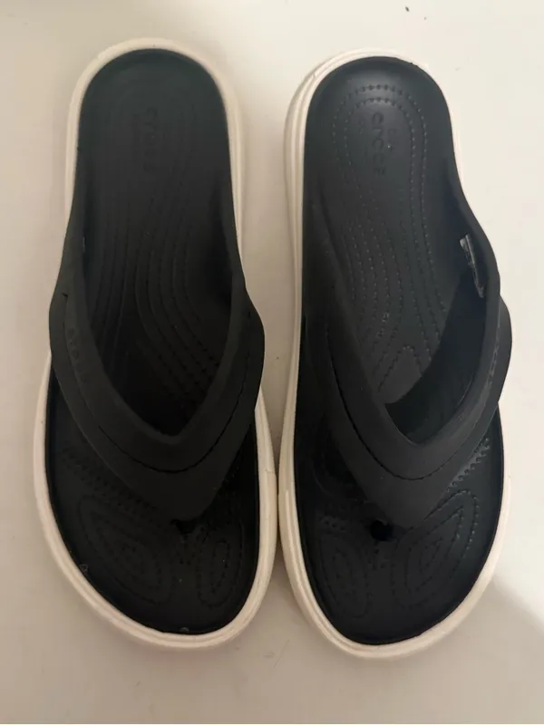 CROCS Citilane Dual Comfort Flip Flops Sandals Black White Size 9 Women / 7 Men - Image 3
