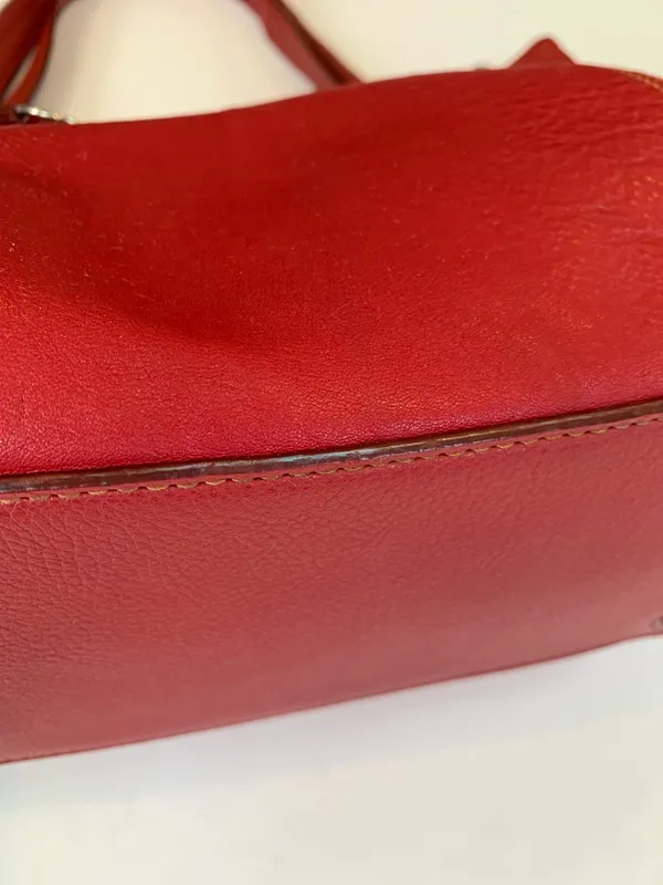Vintage Y2K Marc Chantal Classic Ruby Red Pebbled Leather Shoulder Bag Purse - Image 3