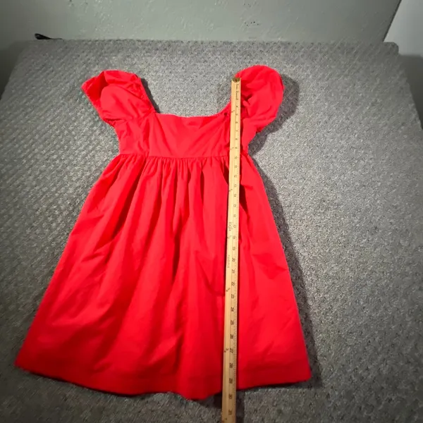 Abound Babydoll Dress Womens Small Red‎ Puff Sleeve Square Neck Cotton Mini - Image 5