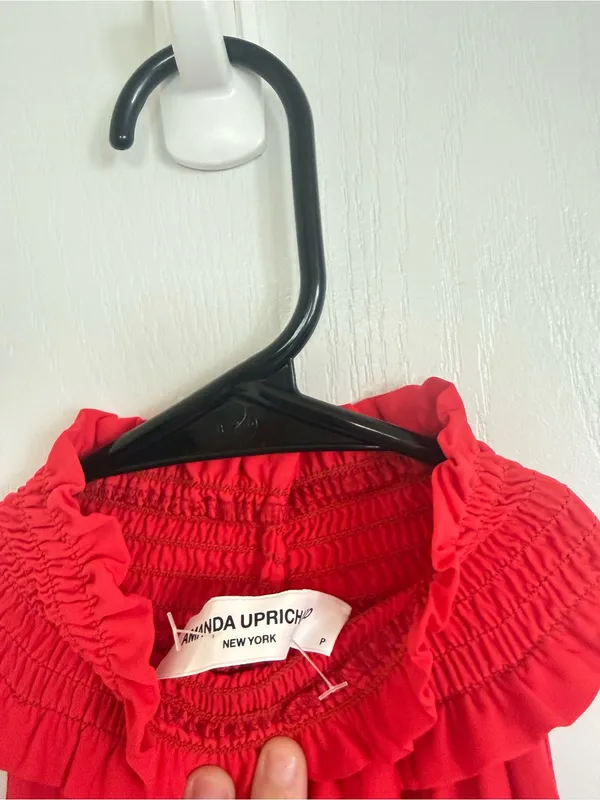 Amanda Uprichard Kimmie Red Halter Smocked Waist Mini Dress - Image 4