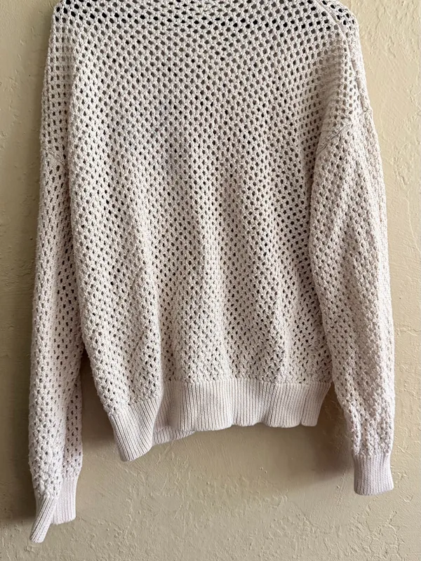 Sanctuary Cream Open-Weave Zip Front Cardigan - Image 4