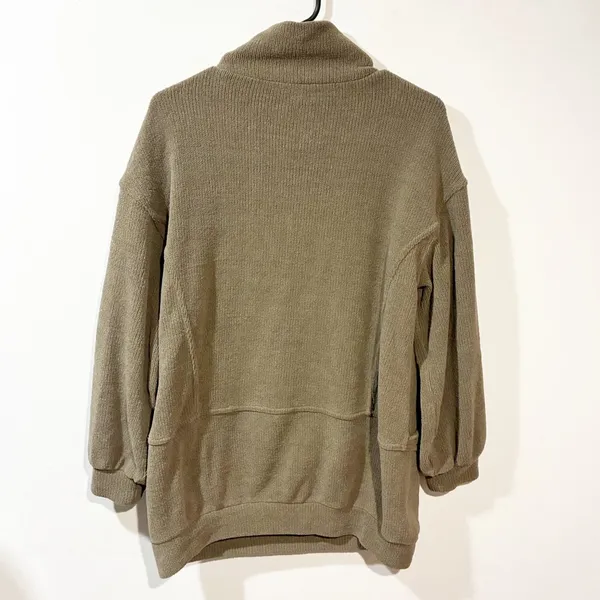 Free‎ People Green Ribbed Slouchy Cowl Neck Pullover Top Size XS - Image 5