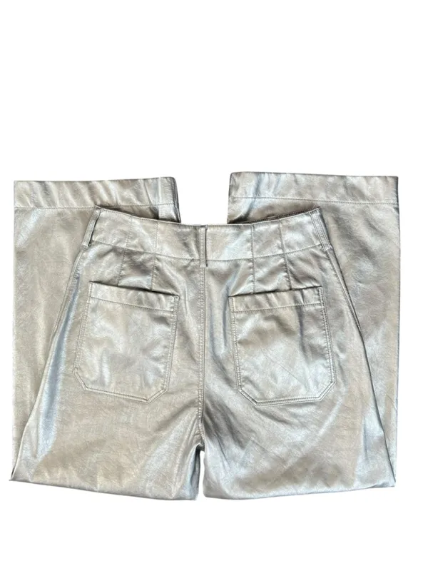 Anthropologie Maeve Women’s The Colette Silver Metallic Wide Leg Pants Size 30 P - Image 8