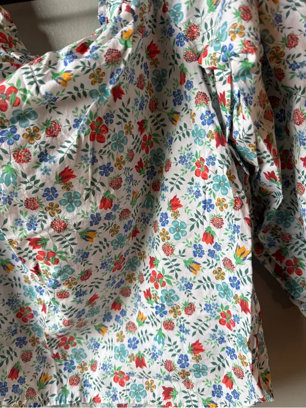 Liberty Art Fabrics Floral Ruffle Blouse Cottagecore Boho - Image 3
