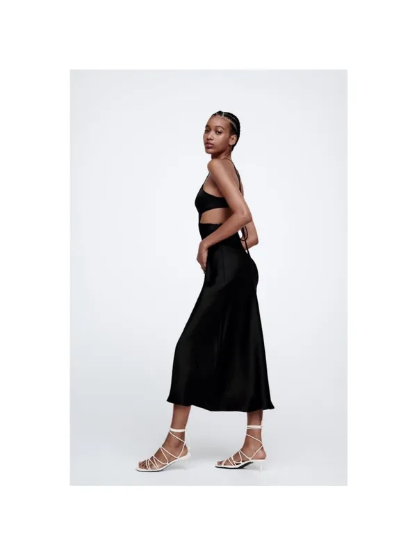 Zara Effect cutout Satin midi Slip Dress - Image 3
