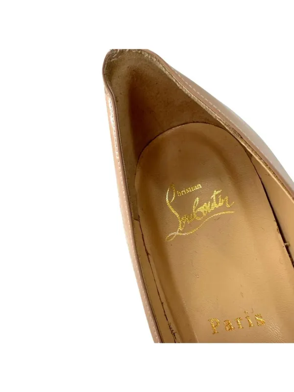 Christian Louboutin Simple Pump 100 Nude Patent Leather Red Sole Heels EU 40 - Image 8