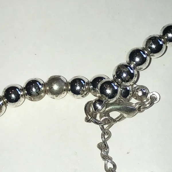 Classic Silver Tone Beaded Boho Necklace - Image 2